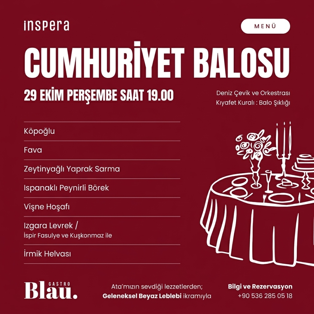 Cumhuriyet Balosu Yemeği ve Deniz Çevik Konseri